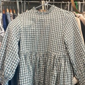 Free people xs small green plaid baby doll dress